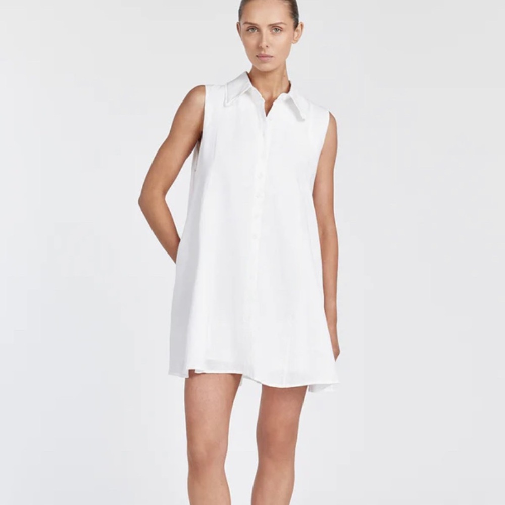 BRAND NEW IN PACKAGE 100% Linen Sleeveless White Dress